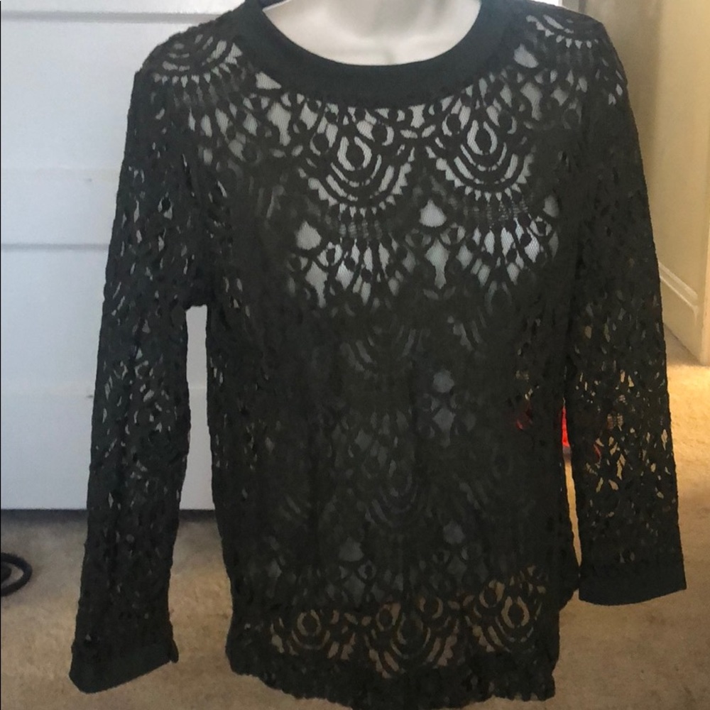 Olive green lace shirt